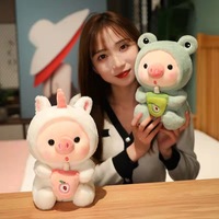 Boneka Babi Susu Boba Lembut 25cm, Boneka Hewan Isi Susu Boba Warna Pink, Katak, Kelinci, Unicorn, Harimau, Bantal Boneka, Hadiah