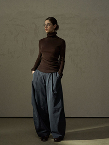 Custom OEM Women's Spring 2026 Smocked Wide-Leg Pants | Silky-Soft Matte Brushed <strong>Shirring</strong> Detail for Relaxed Casual Wear <strong>Trouser</strong> - Product Image 2