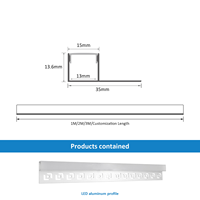 Profilé LED encastré sans cadre pour plâtre et carrelage, en aluminium, avec embouts, pour bande LED