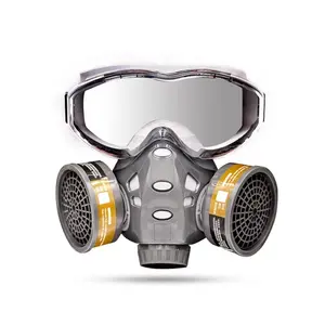 PPE PLUS หน้ากากกันแก๊สกันฝุ่นสำหรับงานก่อสร้าง,หน้ากากช่วยหายใจครึ่งหน้าใช้ซ้ำได้สารเคมี