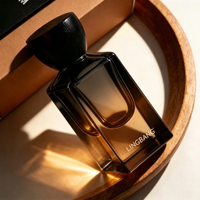 Flacons de parfum en verre épais personnalisés, neufs, 30 ml 50 ml, transparents et luxueux, avec bouchon en bois