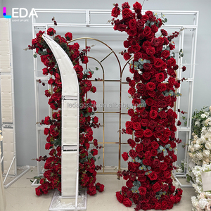 LEDA Indoor Classical Style Event Party Decor Silk <b>Artificial</b> <b>Flower</b> Backdrop Red Horn-shaped <b>for</b> <b>Wedding</b> - Product Image 3