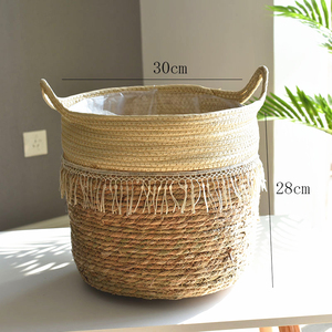 <span class=keywords><strong>Maceta</strong></span> tejida a mano de césped gigante nórdico, cesta de almacenamiento de algas marinas, <span class=keywords><strong>maceta</strong></span> de flores verdes, para interior - Product Image 5
