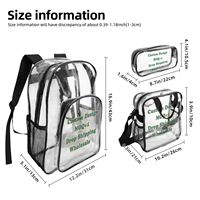 Sac à dos transparent en PVC personnalisé Maile et Mokihana Lei, sac à déjeuner, trousse à crayons, ensemble trois pièces, impression à la demande, pique-nique en plein air