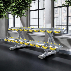 Support <span class=keywords><strong>de</strong></span> rangement pour haltères à 2 niveaux FF49, populaire pour les clubs <span class=keywords><strong>de</strong></span> sport et les salles <span class=keywords><strong>de</strong></span> sport, avec plateaux jaunes et noirs - Product Image 6