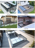Système de toiture américain en alliage d'aluminium avec lanterneau coulissant à persiennes, vitrage transparent intelligent et ventilé, à commande automatique