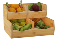 Bamboe 3 Stuks Stapelbare Fruitmand Open Voor Stapelbak Voor Keukenblad Groente En Fruit Organizer Opslagbak