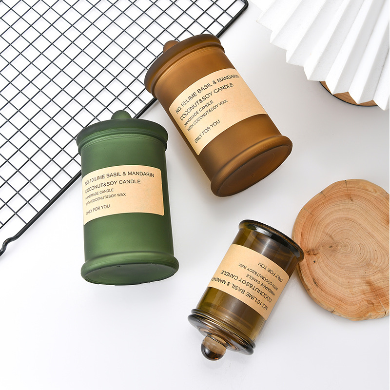 Wholesale Heat Resistant Customized Color Glass Jar Candle Private Label