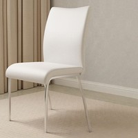 Chaise de salle à manger moderne de luxe, design simple en arc, avec matériau PU, haute résilience, pieds en métal argenté