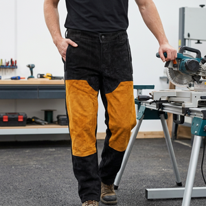 <b>Men's</b> <b>Black</b> And Orange Canvas <b>Work</b> <b>Pants</b> High Waist Button Fly Heavyweight Winter Workwear Style Side Pockets - Product Image 5