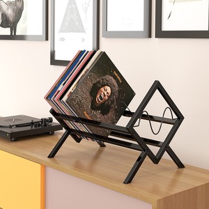 Jinsheng Vinyl Record Storage Rack Black Foldable Desktop <b>CD</b> Rack Organizer - Product Image 1