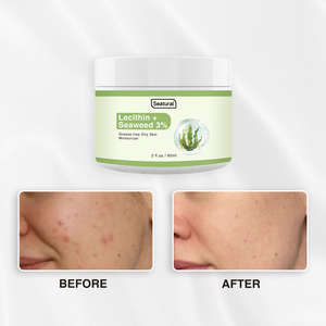 Crème hydratante pour le visage à l'extrait d'algues marines naturelles 3% avec lécithine, crème pour le visage pour peaux grasses, hydratation intensive - Product Image 4