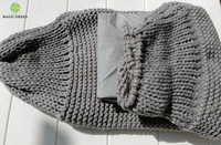 Lavage machine à laver 100% coton acrylique, amovible à la main, gros câble à crochet, tricot de sol rond, sac haricots, housse de coussin