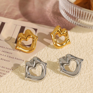 Pendientes de Labio con Forma Irregular, Chapados en Oro de 18k, Acero Inoxidable, Joyería de Moda para Mujer EH459 - Product Image 1