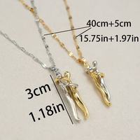 Nouveau Collier Pendentif Minimaliste en Acier Inoxydable « Amoureux qui s'embrassent » pour Unisexe, Fournisseur de Bijoux 2026, Tendance Bambou