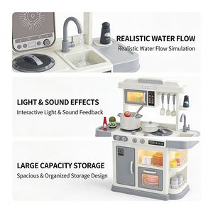 Mini-ensemble de cuisine pour enfants : comptoir de chef, cuisinière, armoire, ustensiles – Jeu d'imitation pour l'apprentissage et le divertissement intérieur - Product Image 2