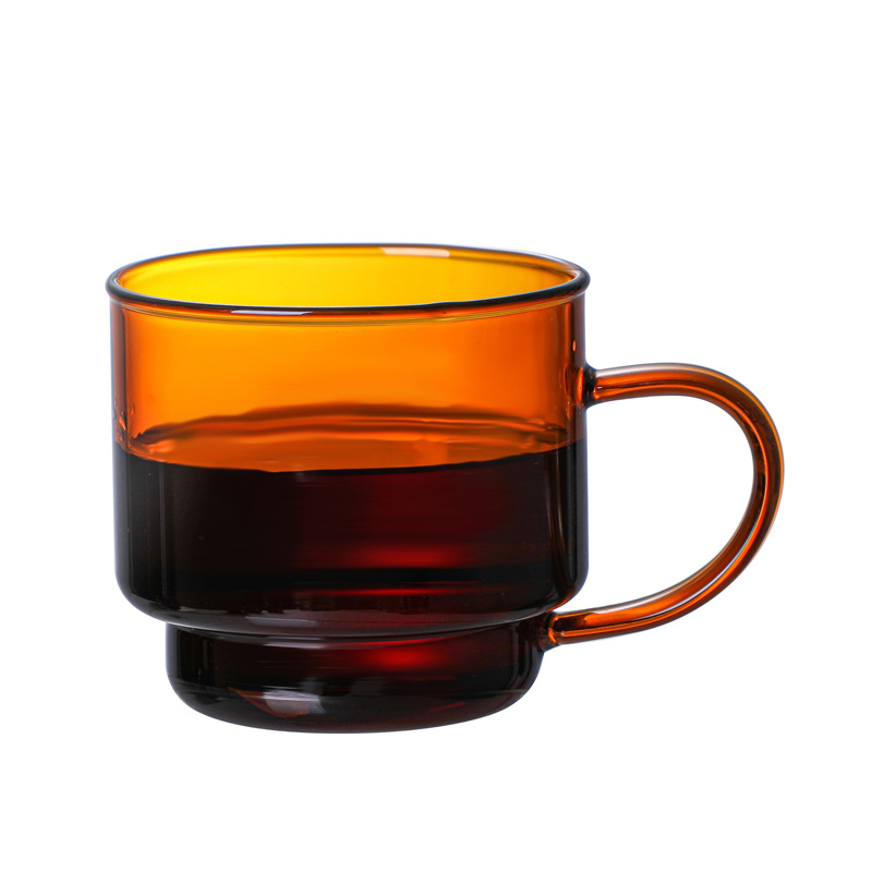 Cute Nordic Single Layer Solid Color High Borosilicate Heat Resistant Glass Cup With Handle