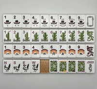 Jeu de Mahjong Américain Personnalisé Style Western 160 Tuiles Double Couche Acrylique Motif Cowboy Cactus Lézard Gravé OEM Mahjong Américain