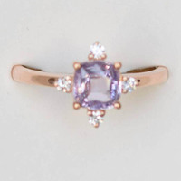 Bague classique pour femme en argent sterling 925 plaqué or rose avec quartz lavande