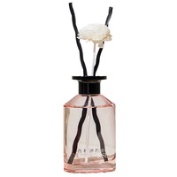 Diffuseur de parfum en verre rose dégradé de luxe avec bâtonnets en fibre courbés, fleur en céramique, décoration d'intérieur, marque privée, cadeau pour mariage, hôtel, spa