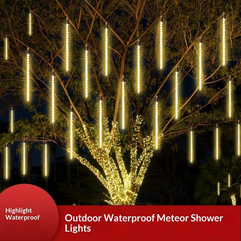 Led Tree Street Solar-Powered LED Meteor Shower Tree Decor Colorful Lights Remote ...