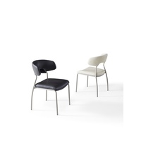 Chaise de salle à manger moderne en gros d'usine, style minimaliste, en cuir PU souple avec pieds en métal pour la décoration intérieure
