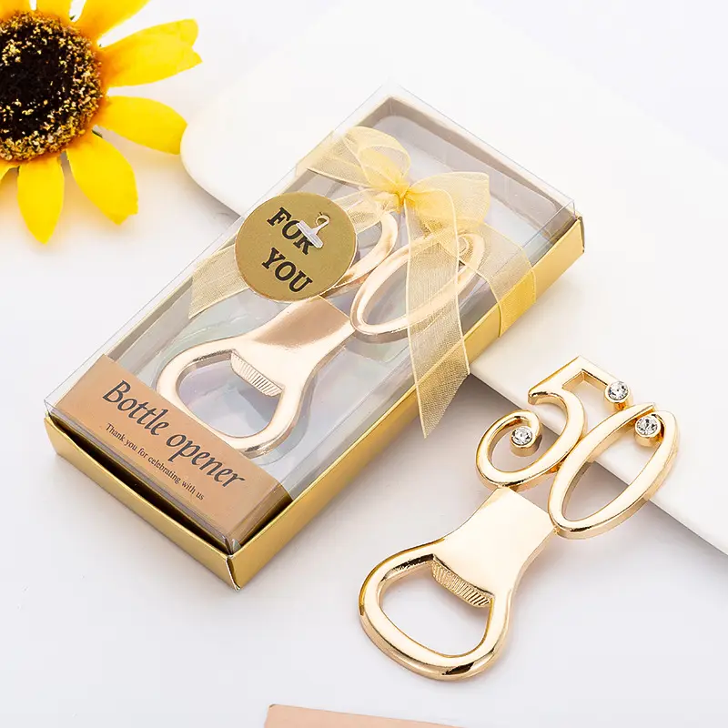 10 40 50th 60 years 70 80th anniversary golden beer bottle opener wedding birthday gift favors souvenirs for guests