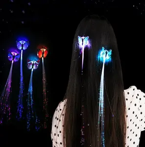 14" Light-up Fiber Optic Multicolor Led Hair Lights Flashing Barrette Alternating Party Hair Accessories