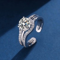 Bagues empilables en argent sterling S925 avec moissanite pour femme, bijoux de luxe pour mariage, fiançailles, fête, cadeau