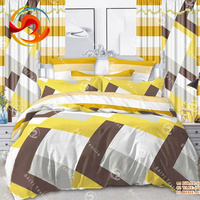 Ensemble de literie et rideaux en polyester 6 pièces drap de lit avec rideaux en gros drap de lit de luxe King Size avec taie d'oreiller