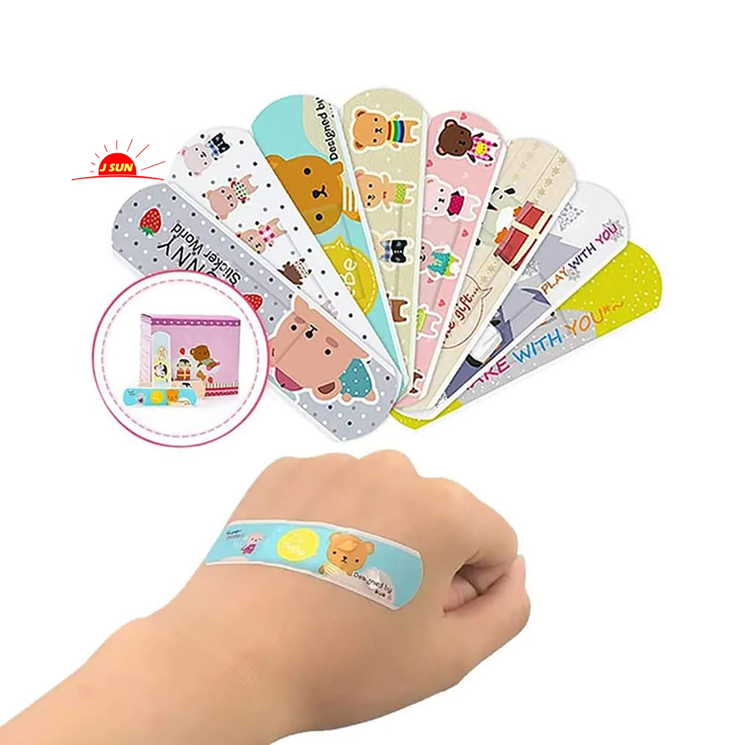 Customized different shape color printed cartoon Band Aids for Professional Medical Waterproof Wound Adhesive Plasters
