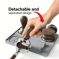 Tapis de café 2-en-1 en silicone avec plateau de drainage, support pour tamper de barista, résistant à la chaleur, protection de comptoir