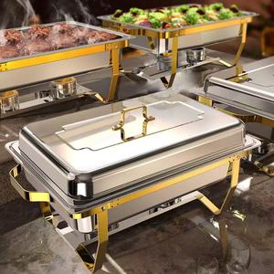 Piring logam elegan, <span class=keywords><strong>Set</strong></span> prasmanan sisi gulung emas dan perak elegan kelas atas untuk pesta - Product Image 4