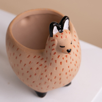 Petit pot à plantes succulentes en céramique 3D mignon en forme d'alpaga