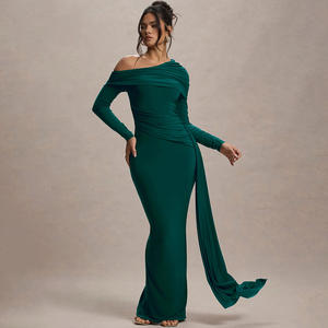 <span class=keywords><strong>Robe</strong></span> <span class=keywords><strong>Bordeaux</strong></span> 2026 avec Ruban de Noël Élégante <span class=keywords><strong>Robe</strong></span> de Soirée Longue en Tissu de Soie de Lait Jupe Longue Moulante Sexy Drapée pour Femme - Product Image 2