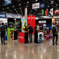 Stand modulaire SEG LED rétroéclairé avec étagères intégrées pour produits, stand réutilisable en aluminium, comptoir rétroéclairé, podium