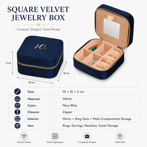 Custom Logo Portable Double Layer <b>Square</b> Storage Box Luxury Velvet Jewellery Packaging <b>Mirror</b> Travel-friendly Watch Boxes Cases - Product Image 1