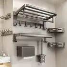Bathroom toilet towel rack storage rack strong load bearing wall mounted double layers folding bathroom towel drying rack