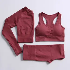 Tiktok Hot Sale Fitness bekleidung Frauen Nahtlose Yoga Leggings Set Athletic Wear Gerippte Scrunch Booty Gym Kleidung