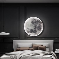 Lampe murale en fer de style moderne minimaliste en forme de lune avec lumière chaude et blanche à intensité variable pour chambre à coucher, couloir, chevet