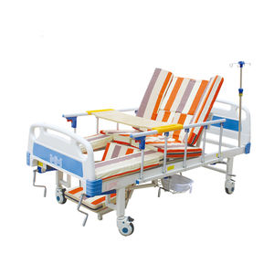 Handmatig verstelbaar, opklapbaar ziekenhuisbed met vijf kolommen, middelhoge rugleuning, beenliftfunctie en infuussteun - Product Image 6