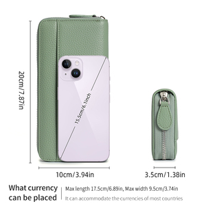 <span class=keywords><strong>Portafoglio</strong></span> da <span class=keywords><strong>donna</strong></span> in vera pelle con cerniera in vera pelle lungo RFID che blocca portafogli in vacchetta <span class=keywords><strong>verde</strong></span> per <span class=keywords><strong>donna</strong></span> - Product Image 5