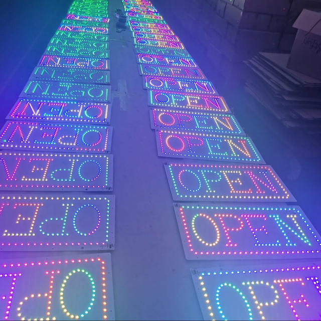 Custom Bluetooth Speaker Led Indoor OPEN Sign, RGB  Colorful Running Change LED Smart APP Signage