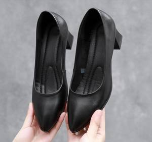 Venta caliente cuero genuino sólido mate negro <span class=keywords><strong>azafata</strong></span> Banco empleado del hotel trabajo zapatos <span class=keywords><strong>de</strong></span> las señoras - Product Image 2