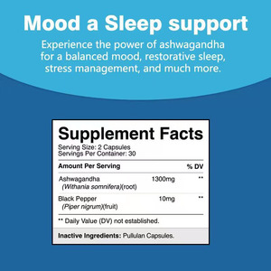 Suplemento para el Cuidado de la Salud, Cápsulas de Ashwagandha con Extracto de Pimienta Negra 100% Natural, Promueve la Energía y el Control del Estrés en Adultos - Product Image 2