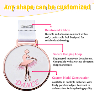 Medallas Personalizadas de Metal con Cinta Brillante para Danza, Premios de Aleación Metálica para Ballet, Hip Hop, Flamenco, Baile de Salón, Regalo, <span class=keywords><strong>Precio</strong></span> Directo de Fábrica Antigua - Product Image 3