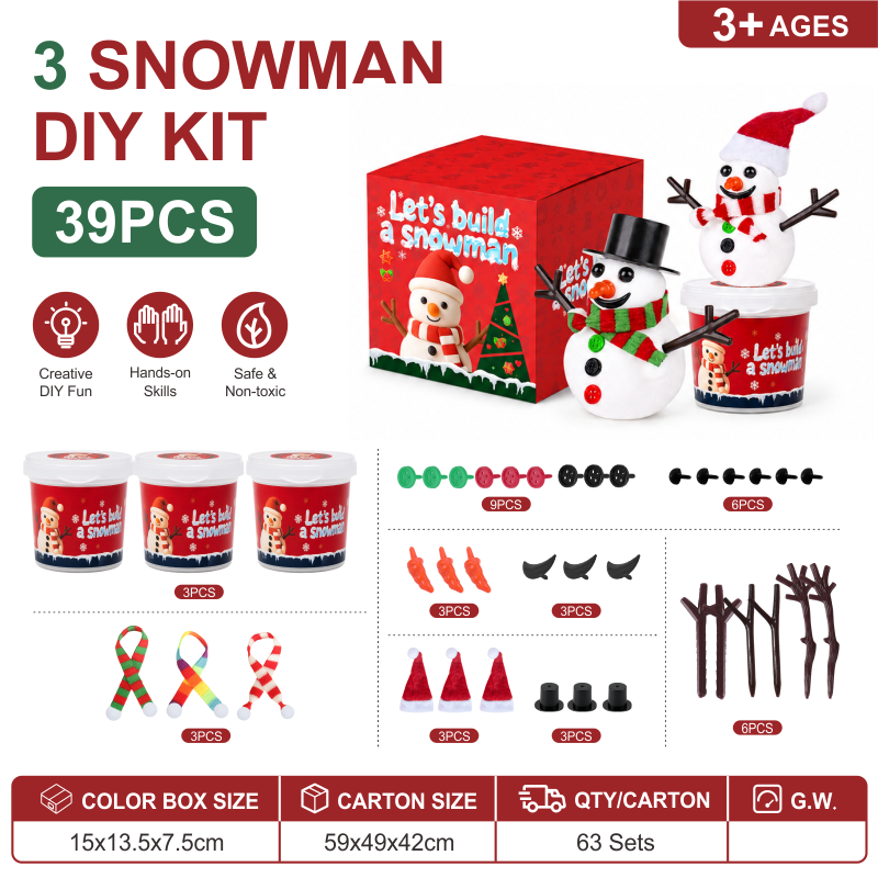 Snowman Kit 3 Cups XL - Modeling Clay, In Stock