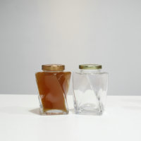 Vente en gros de pots à miel en verre vides de 360 ml, forme torsadée, avec couvercle, pots à miel créatifs et uniques, récipients alimentaires en verre