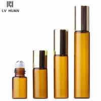 Flacon roll-on en verre brun Lvhuan LH-jym006, flacon à bille ambré vide pour huiles essentielles et parfums, rechargeable, estampage à chaud, directement de l'usine