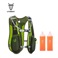 Sac à dos d'hydratation pour la course à pied, en nylon, multi-poches, 5L, grande capacité, marathon, trail, pliable, avec gourde souple de 500ml